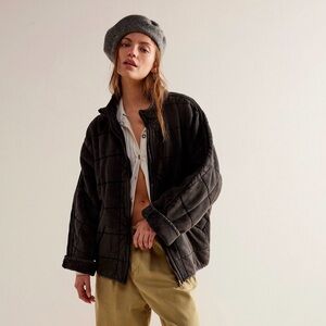 Free People Dolman Quilted Knit Jacket in Black